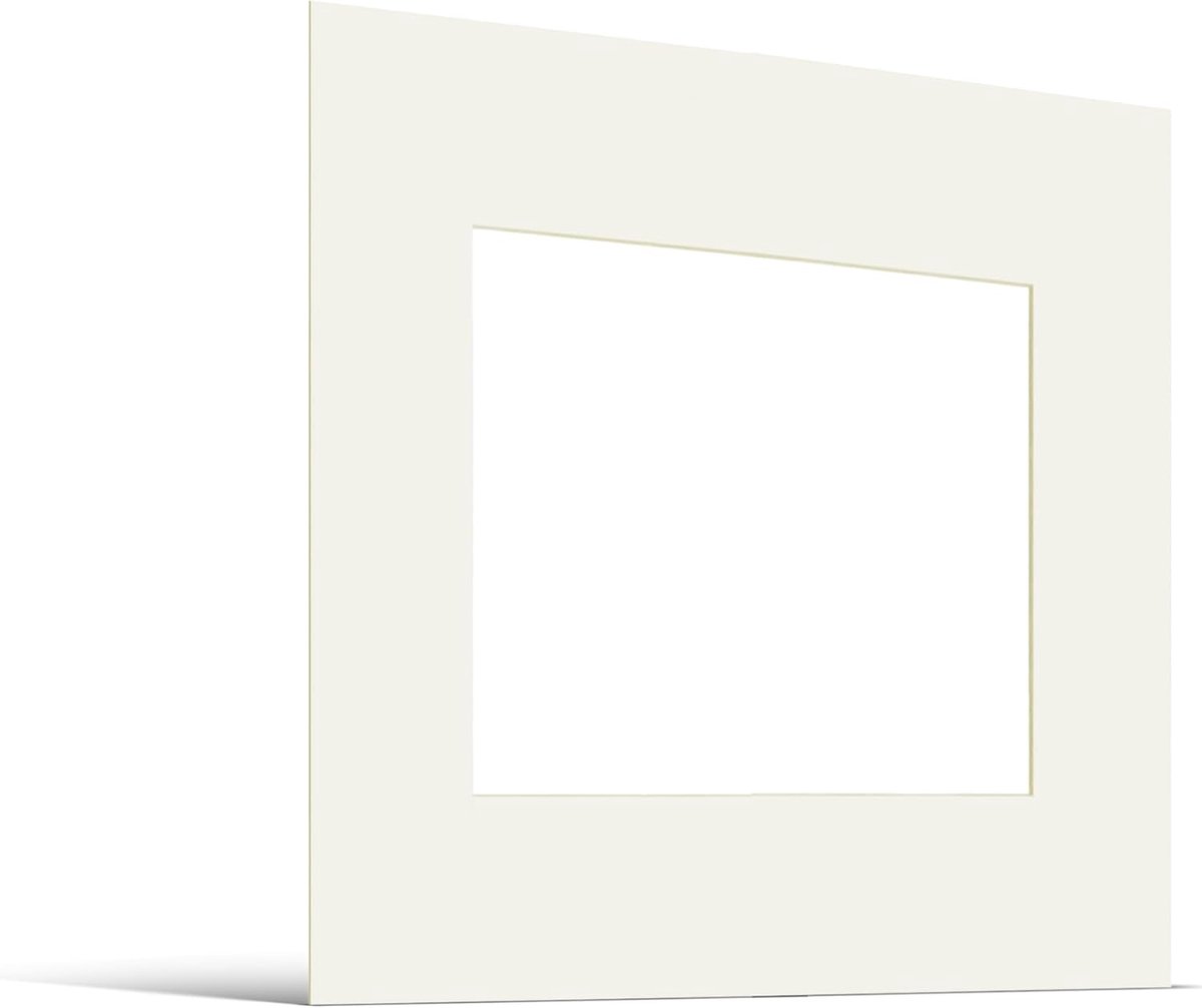 JUNOMI® Passe-partout 30x30 cm Buitenafmetingen - Voor Fotoformaat 20x20 cm - Dikte 1,5 mm - Kleur Crème Wit - ShopVlot