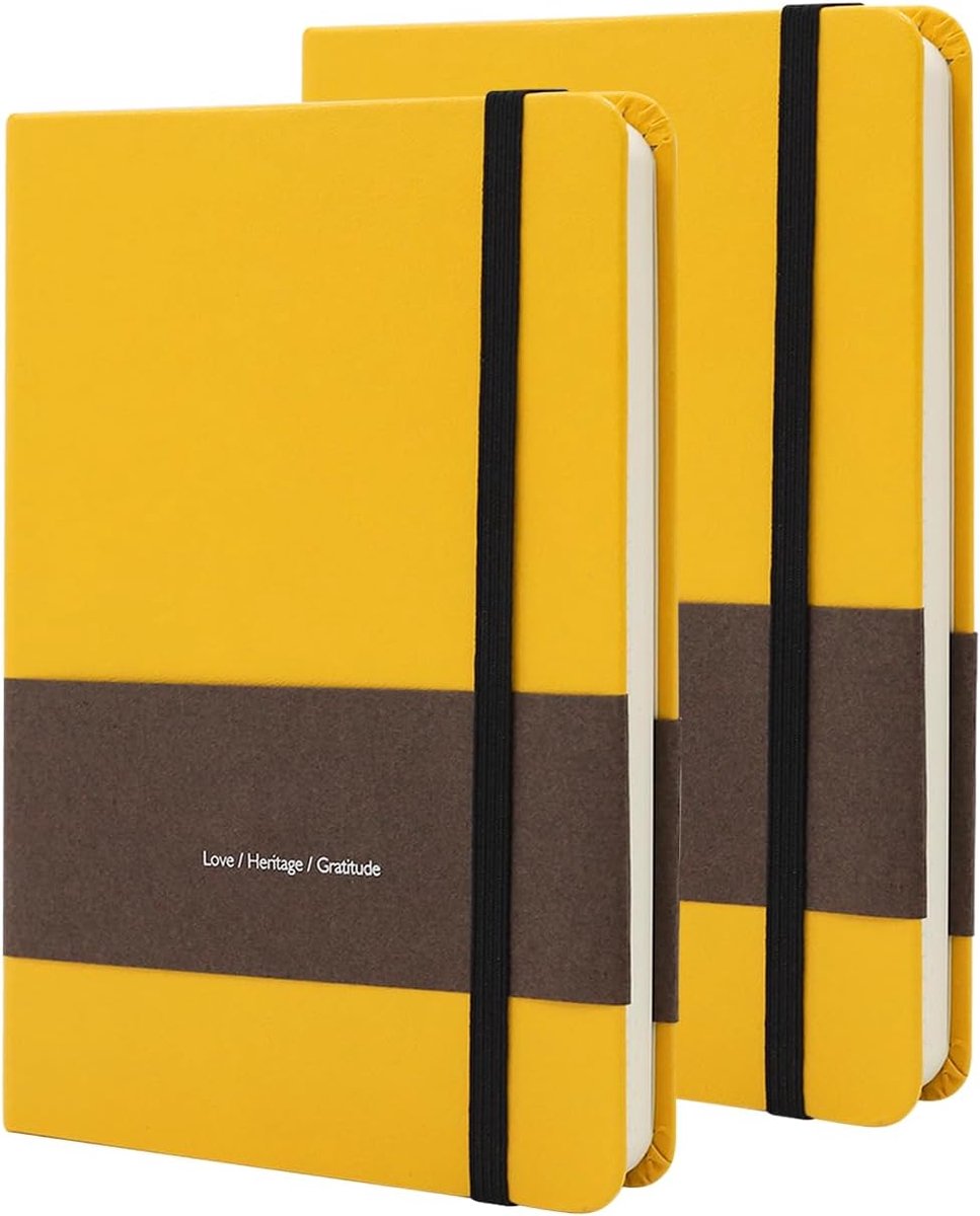 SnelShoppen - A6 Notitieboek 2-Pack Hardcover Journal met 192 Pagina's Dikke Papier, 80GSM Blanks/Punt/Raster, Elastische Band & Binnenzak voor Schrij