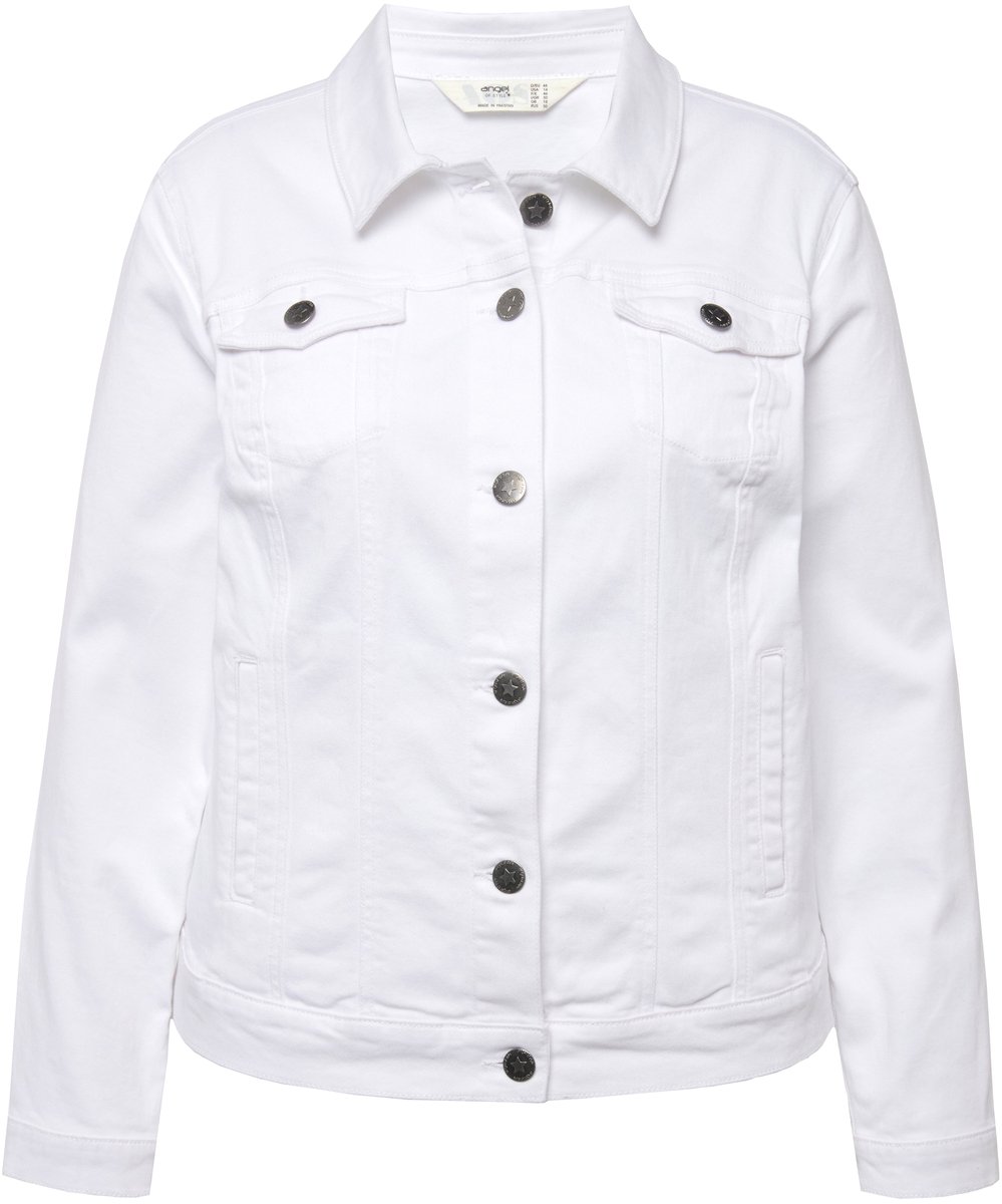 Angel of Style - Dames - Denim jas Frieda waseffecten overhemdkraag lange mouwen - Sneeuwwit - Maat 52