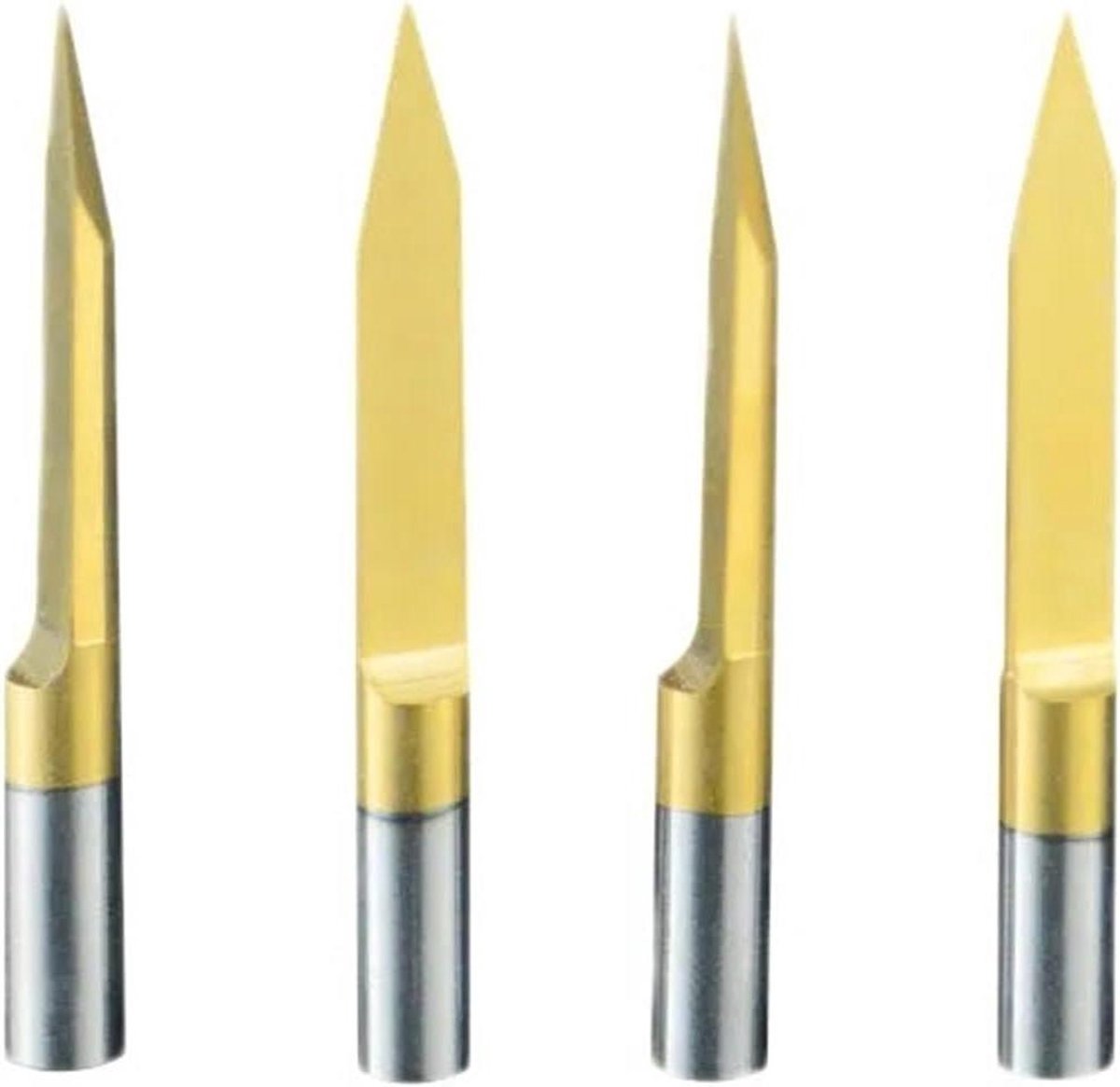 V-groef CNC-freesbits - Graveerbits Frezen set - Precisiegraveren - Gecoat wolfraamcarbide - 10 stuks 3.175mm - Zilverkleurig