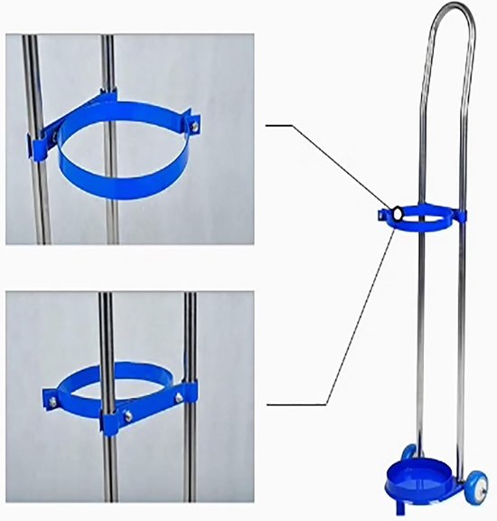 Zuurstof Fles Trolley - Gasfleshouder Wagen - Flessen Transporteren - Met Stille Wielen - Tot 15 Liter Flessen - Blauw — afbeelding 2