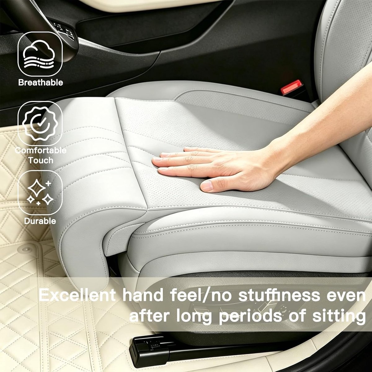 Ergonomisch Autostoelkussen met Beensteun, Antislip Ontwerp voor Auto, Kantoor en Thuis, Drukverlagend Kussen voor Comfort en Ondersteuning