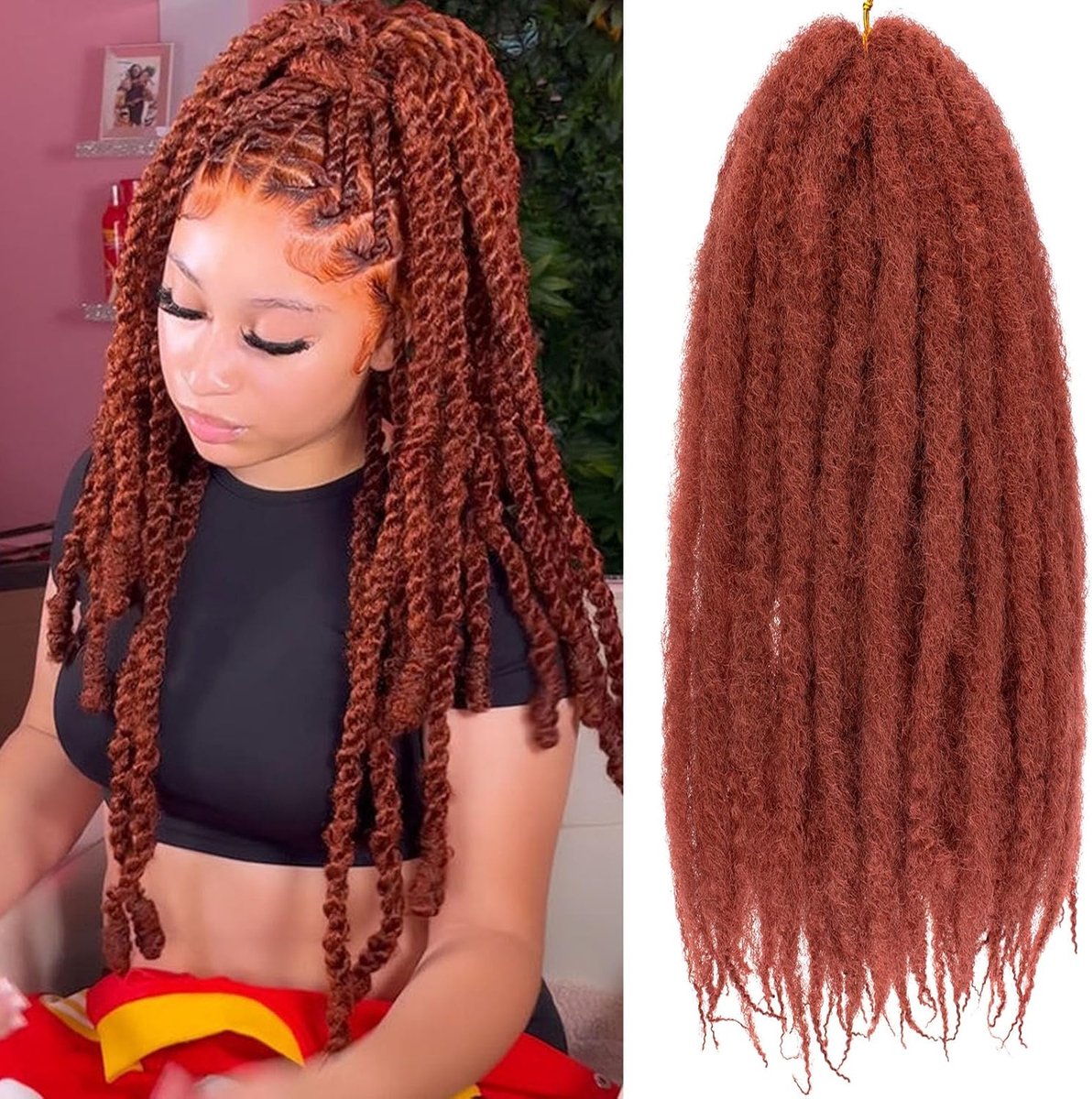 Hair: Marley Twist Vlechten, 45 cm, 8 Verpakkingen, Afro Kinky Curly