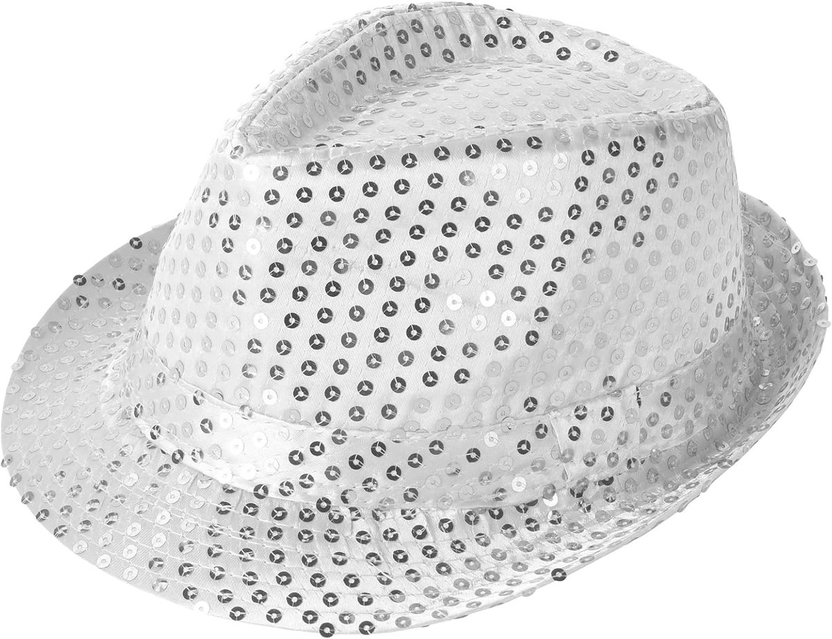 Paillettenhoed, Glitter Jazz Caps, Pailletten Fedora Hoed, Hip-Hop Pailletten Hoed Fancy Dress, Glanzende Disco Hoed voor Feestavond Jazzdansers Rapper