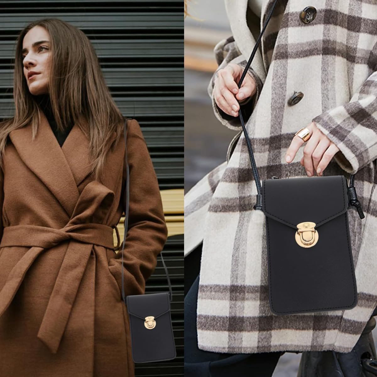 Schoudertas voor dames, telefoontas, mini-etui, tas voor vrouwen en meisjes, met venster voor touchscreen