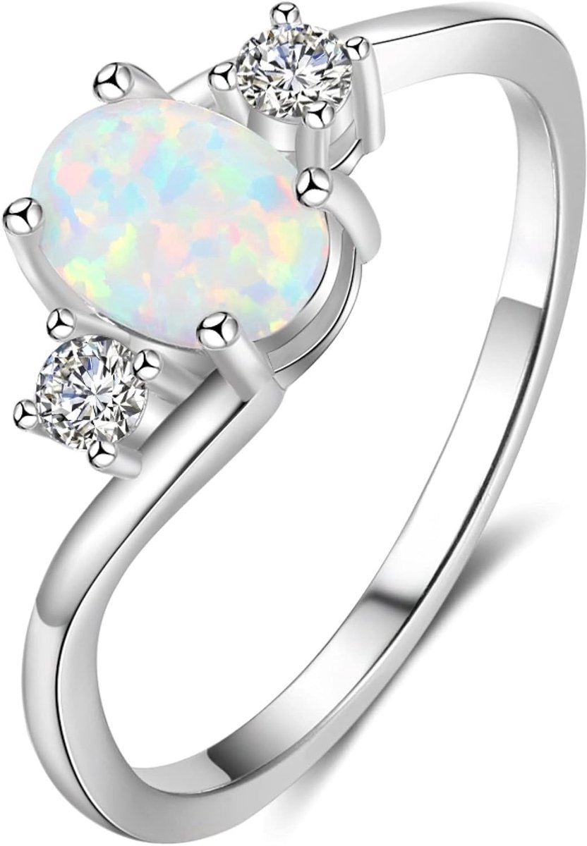 925 Sterling Zilver Geometrische Ring voor Haar, Edelsteen