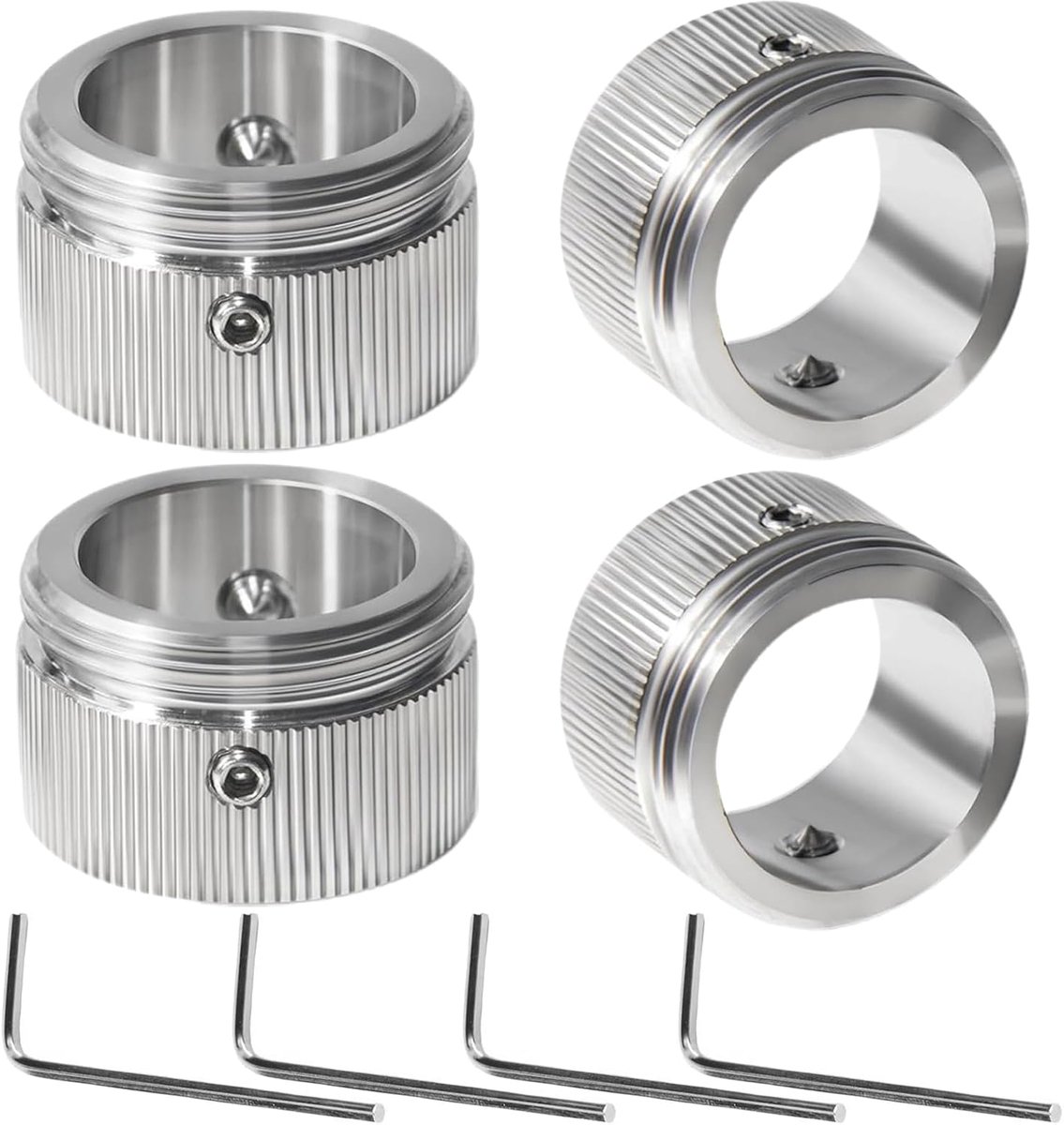 SnelShoppen - Radiator Thermostaat Adapter Set van 4 Stuks, RVS Verbindingsstukken voor Radiator, M30 x 1.5, Voor RA Radiator Ventielen, Inclusief Min