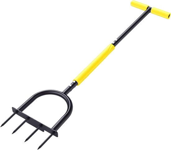 Gazonbeluchter Tool - Grasbeluchter Bodemluchter - Gazon Onderhoud - 4 Diepe Metalen Spikes - 38 inch Lengte - Zwart — afbeelding 2