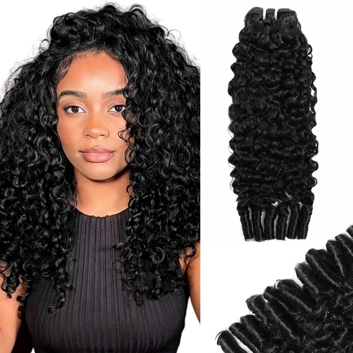 Hair Bundles Menselijk Haar Verlenging Burmese Curly B Natural Black