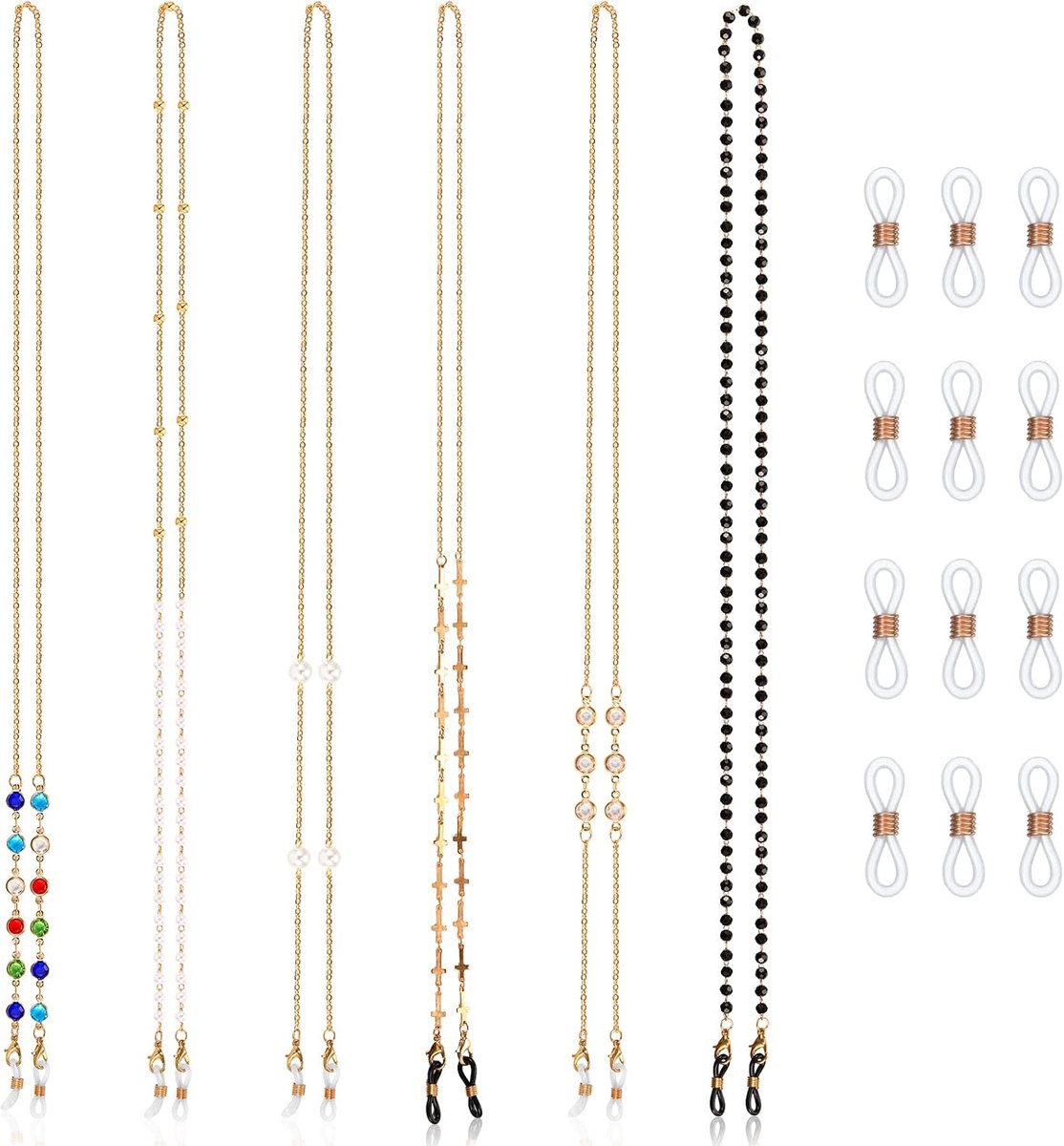 Brillenkettingen voor dames, brilketting, koord met rubberen ring