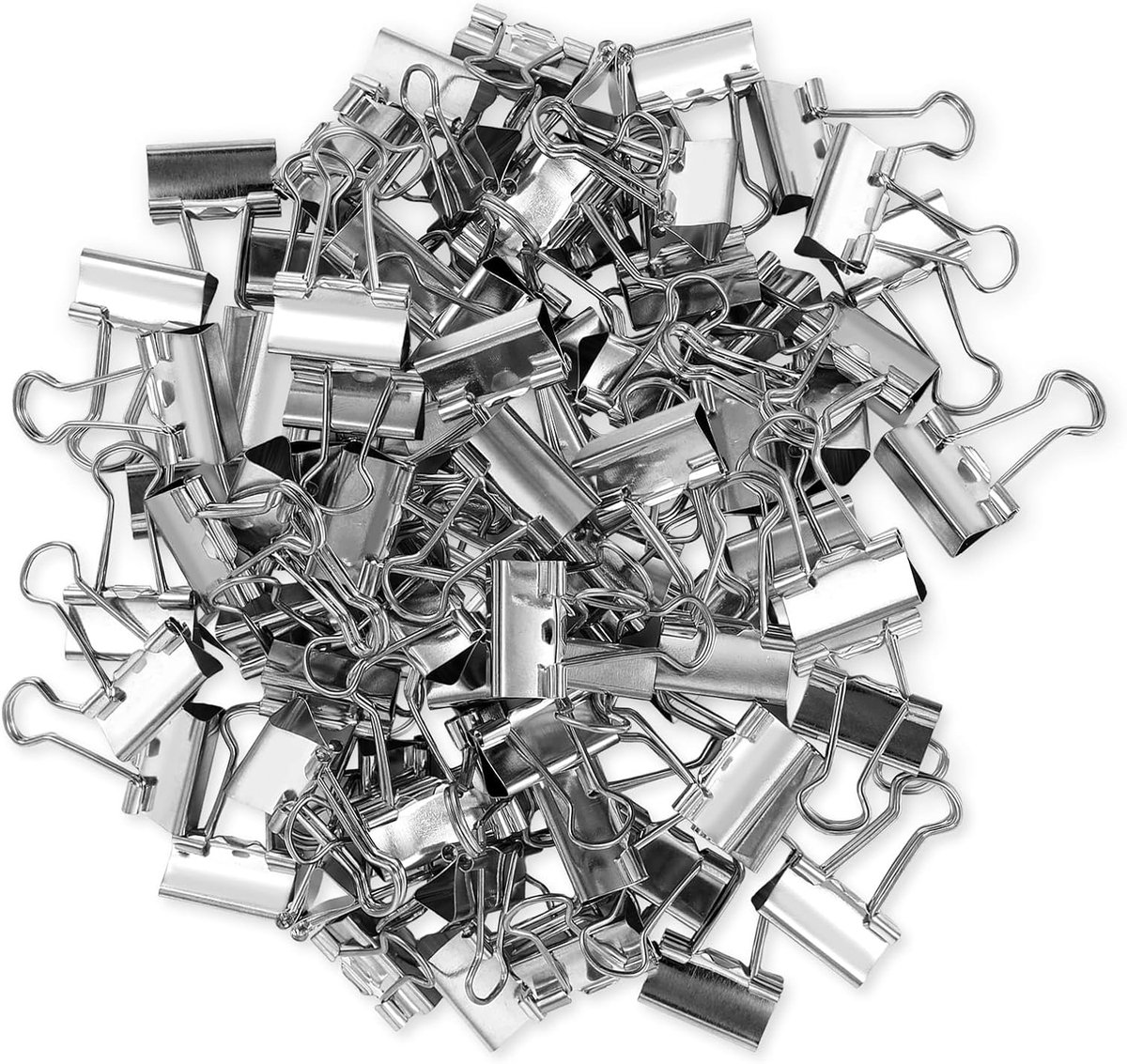 80 stuks vouwklemmen 19mm, kleine binderclips. Zilveren klemmen metaal, zilveren kantoorklemmen. Papierklemmen, metalen klemmen, multifunctionele klemmen. Klemmen voor zakken, kantoor, huishoudelijke