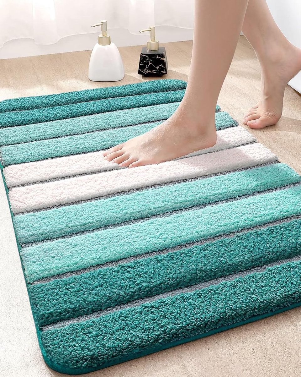 SnelShoppen - Absorberende Badmat Badkamer Tapijt Antislip Wasbare Douche Matjes 40x60cm Turquoise Microvezel voor Badkamer Decoratie