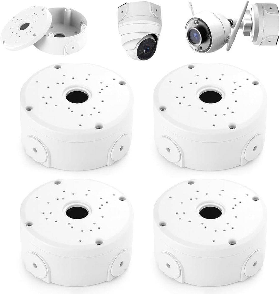 4 stuks camera-aansluitdoos, waterdichte aansluitdoos voor bewakingscamera, halfronde bewakingscamera, montagedoos, voor dome-camera, bewakingscamera, montagedoos, voor muren en plafonds