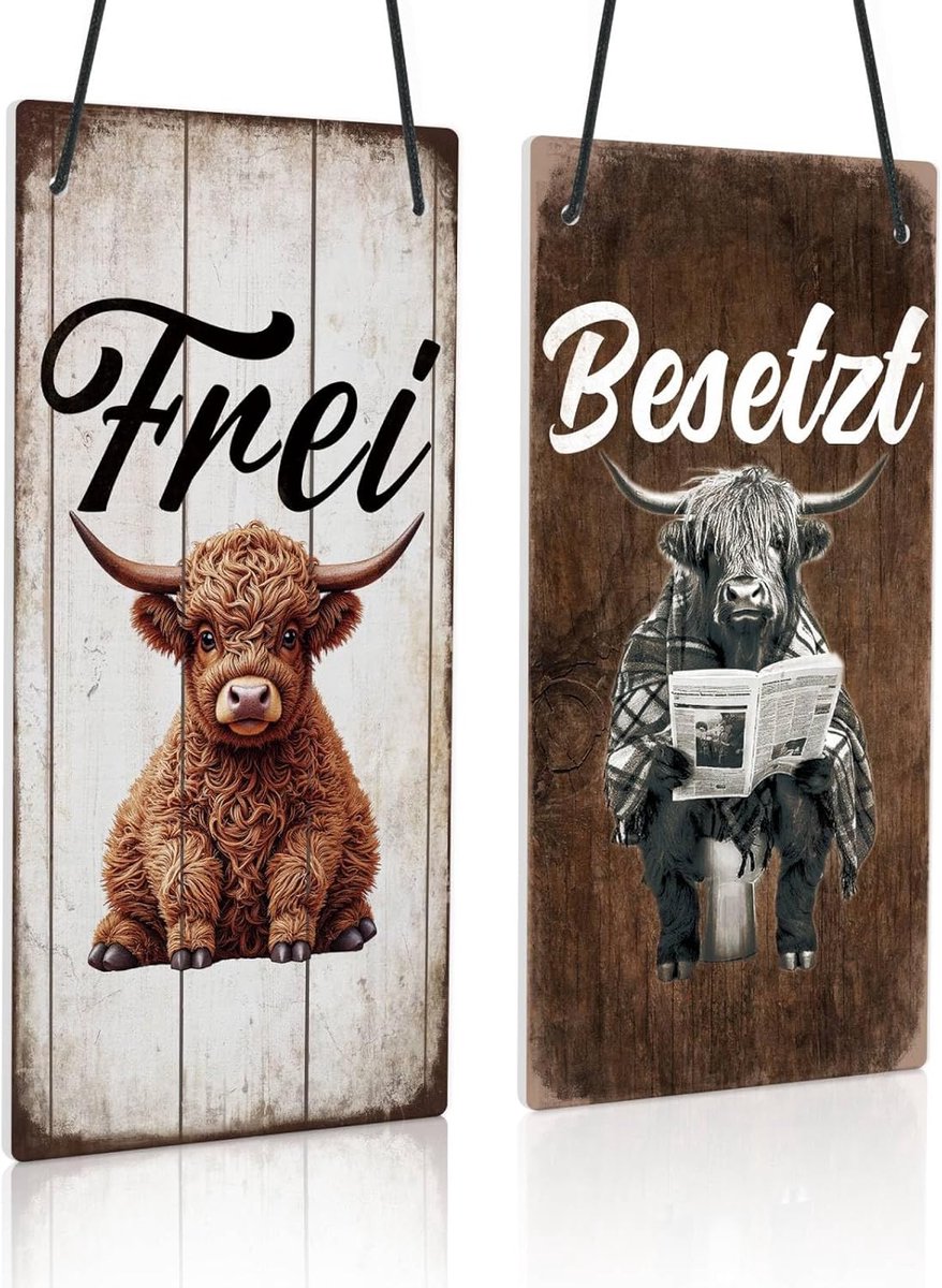 Decor Pvc deurbordje Vrij/Bezet – Grappig dubbelzijdig motief met