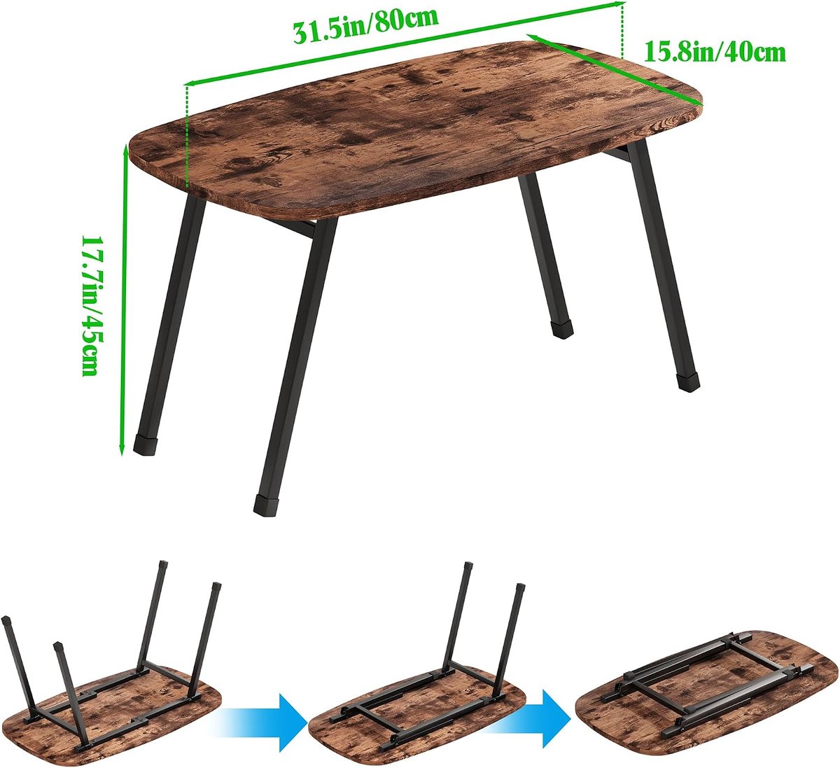 ovale salontafel met stevige metalen poten, bruin