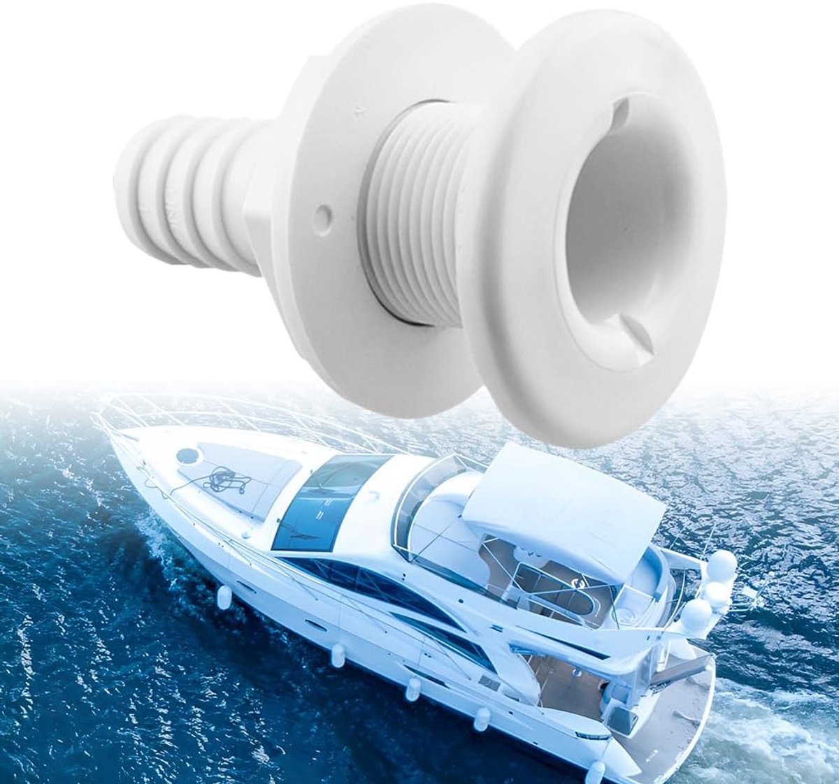mizikuu Uitlaat Schroefaansluiting, Aansluiting Voor Romp 1-1/2 Inch 38 Mm Waterafvoer Voor Boten ABS Kunststof Slangkoppeling Ontluchtingsaansluiting Uitlaat Voor Boten, Jachten, Marine