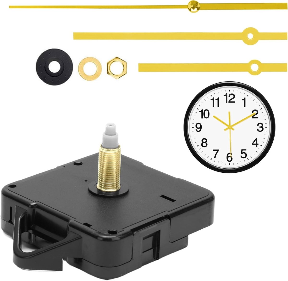 SnelShoppen - Silent Clock Movement 24mm Wandklok voor Reparaties en DIY Projecten, Stille Quartz Beweging, Eenvoudig te Installeren, Goudkleurig, Ges