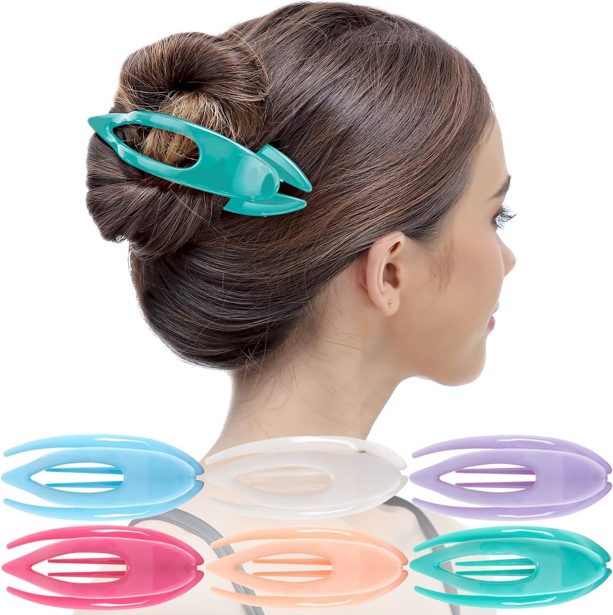ROCHE 6 stuks platte haarclips grote klauw voor dik haar Franse eendenbek vrouwen geen slip zijglijbaan gebogen alligator concord sterke grip hold volume leg down klem, klein pastel veelkleurig