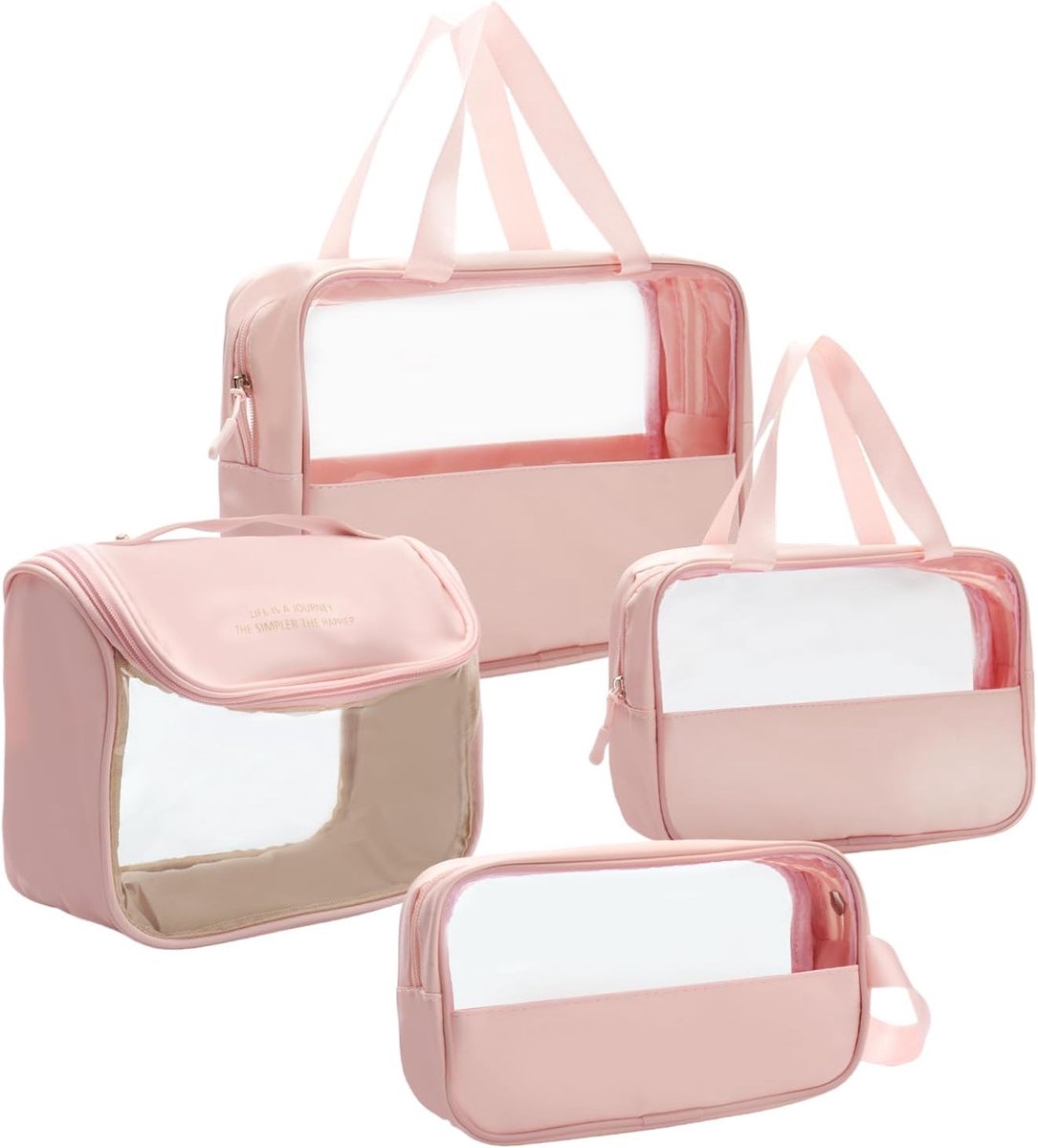Toilettas 4 Stuks - Transparant Waterdicht PVC - Handbagage met Rits - Ideaal voor Reis - ShopVlot