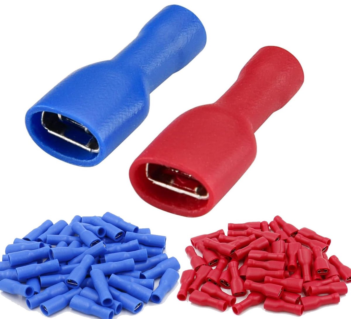 vinyl volledig geïsoleerd, 6,3 x 0,8 mm kabelschoen, rood voor