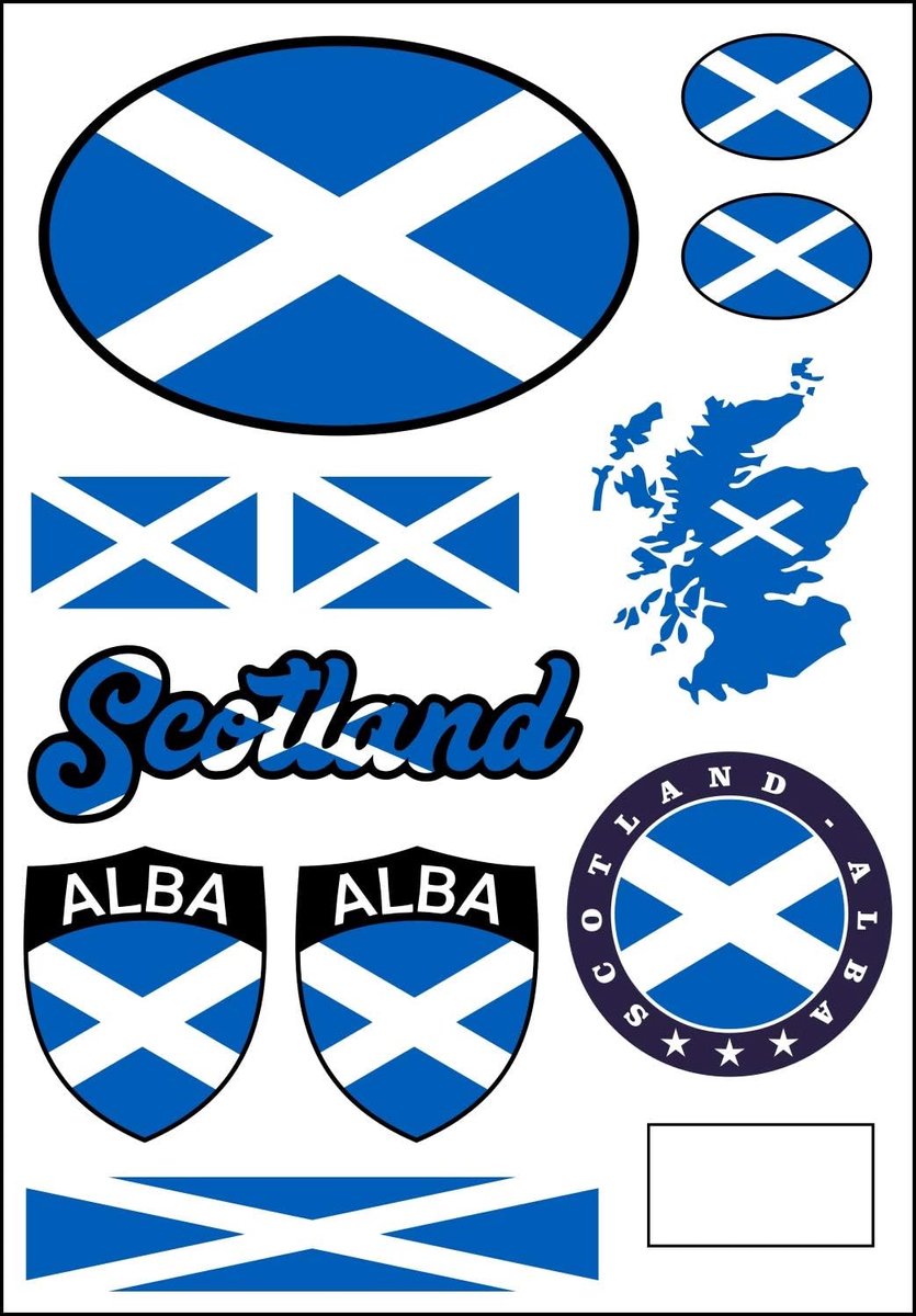 Stickerblad Schotland - 11-delige stickerset - Waterproof vinyl - Versier je auto of motor - ShopVlot