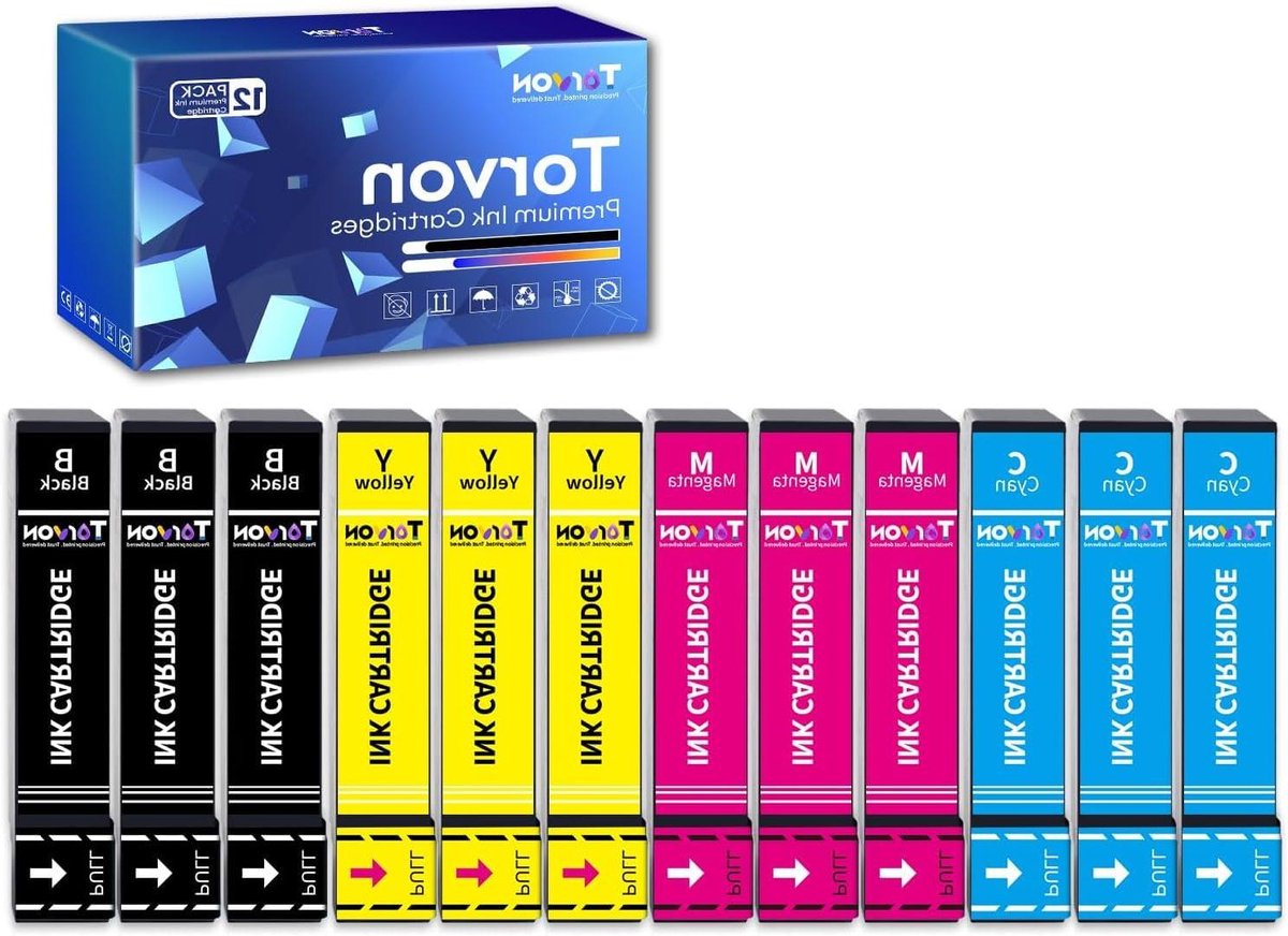 Compatibele Inktcartridges - Vervangende Cartridges - Thuisprinten Kantoor - Hoge Paginaopbrengst - 12 Stuks - Zwart Cyaan Magenta Geel