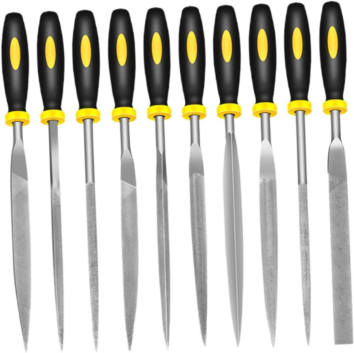 Vijlenset RVS - Handvijlen Set - Metaal Bewerken - Ergonomisch Handvat - 18x0.5cm - Zwart