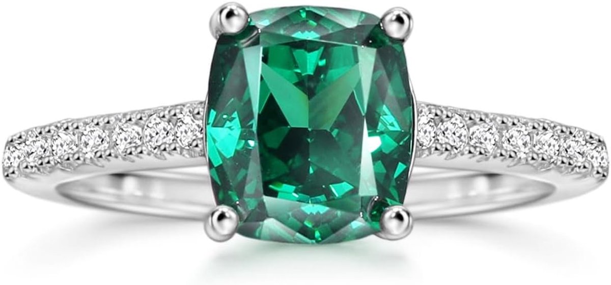 S925 1,5 ct kussen geslepen zirkonia verlovingsringen voor vrouwen groene diamanten trouwring belofte ring sterling zilveren trouwring