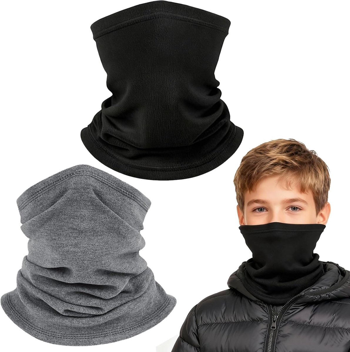 2 stuks wintercolsjaal voor kinderen, warme winddichte sjaal