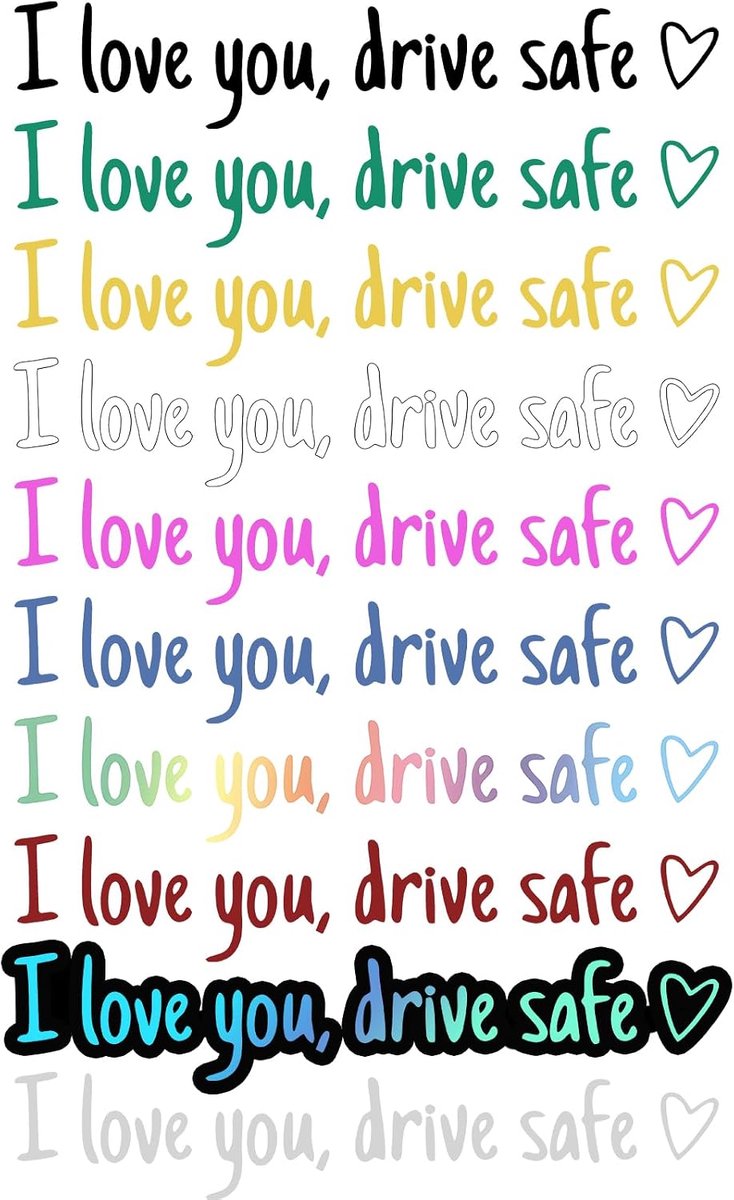 10 stuks I Love You Drive Safe stickers, spiegelstickers voor