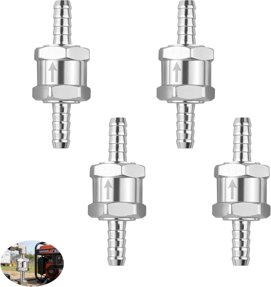 4 stuks terugslagventiel, 8 mm aluminium ventiel, terugslagventiel