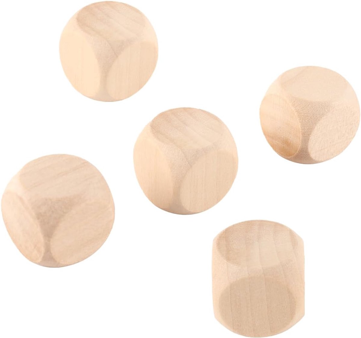 10 stuks 20 mm houten dobbelstenen, afgerond, blanco, zeszijdige dobbelstenen, kubus, ongeverfd hout, zeszijdige kubussen voor doe-het-zelf, lesmateriaal, gemaakt door