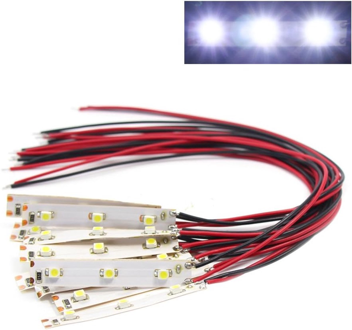 DD01W 10 stks Pre Wired Witte Strip Led Licht Zelfklevende Flexibele 12 V ~ 18 V 3528 SMD LED
