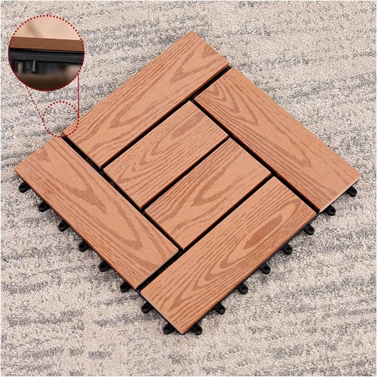 Terrastegels Composiet - Vloertegels Hout-kunststof - Buitenruimte Aankleden - Waterdicht Weerbestendig - 30x30cm - Bruin Grijs