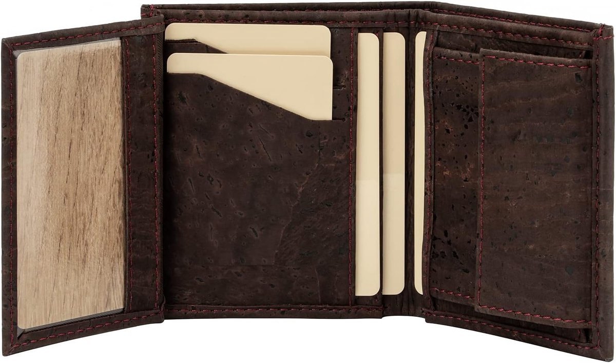 Kurk Portemonnee, Slim Wallet met treklus voor kaartvak, uniseks