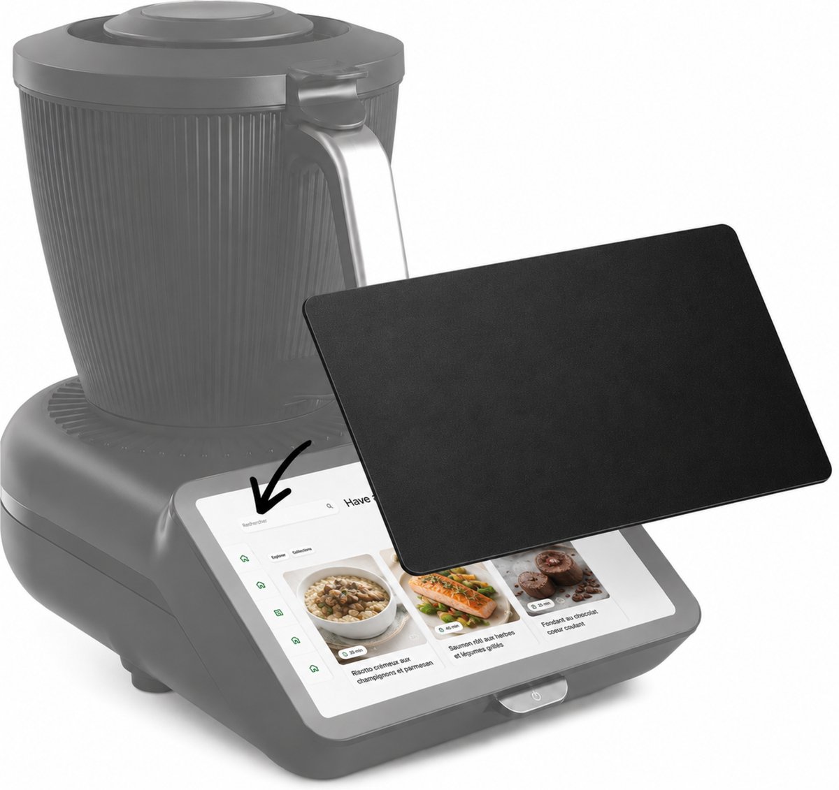 Screenprotector geschikt voor Thermomix TM7 - Zwarte, kras- en stootbestendige schermbeschermer voor keukenrobot van Phonillico®