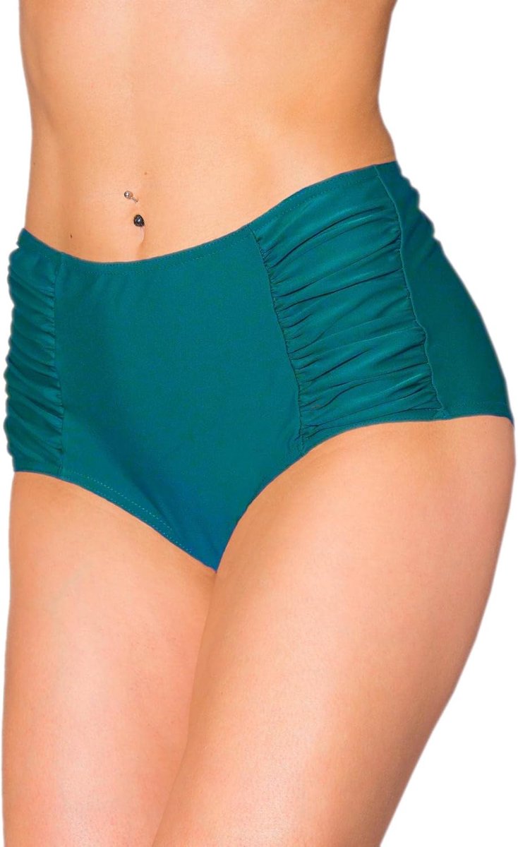 Dames Bikinibroekje met Hoge Taille en Plooien
