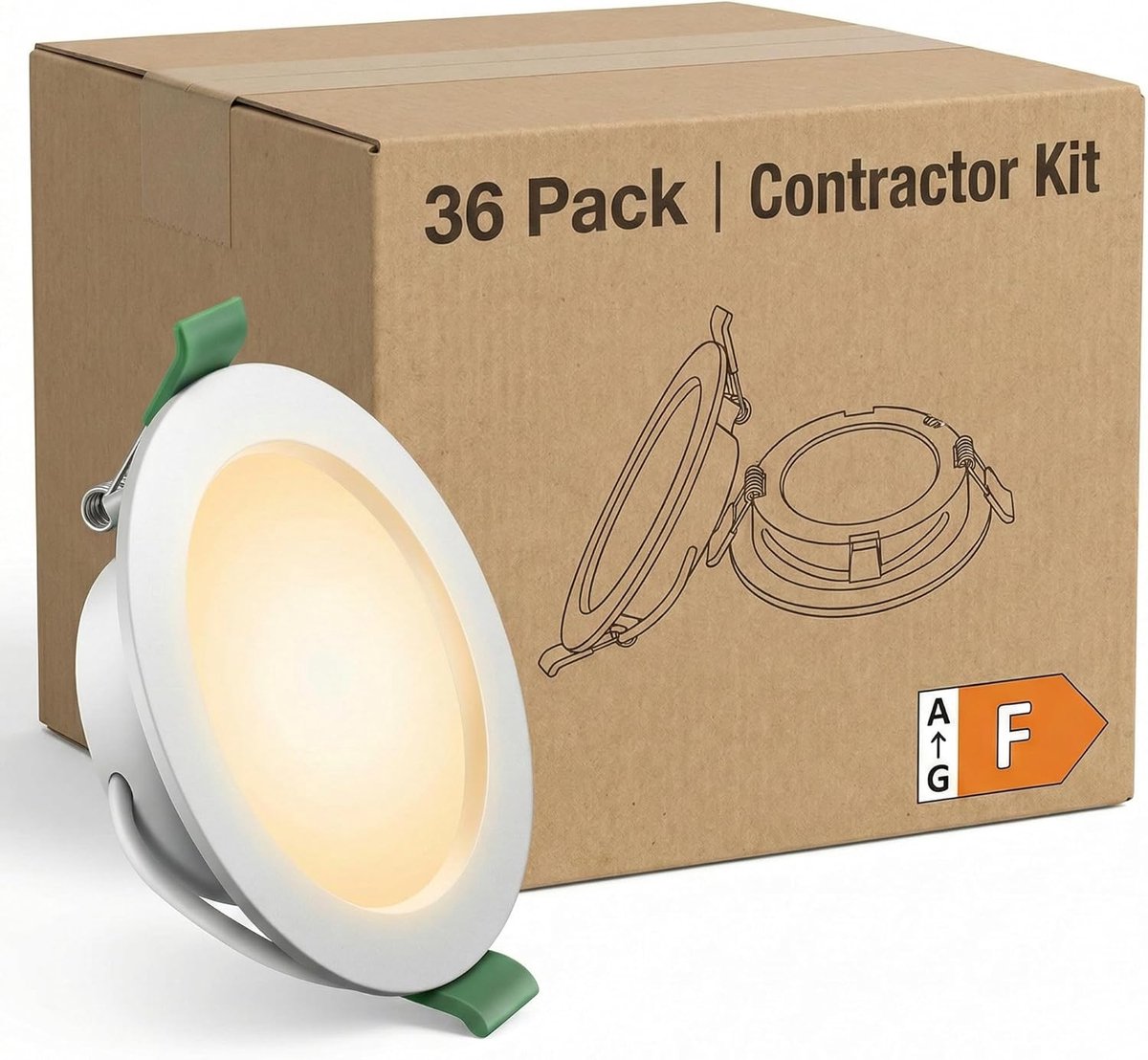 36x LED Inbouwspots 4W 3000K Warm Wit - Ultra Dun 28mm, Zaagmaat Ø 75-80mm, 339LM, CRI 83, Flikkervrij, Niet Dimbaar, IP20 - Plafondverlichting Set voor Woonkamer Badkamer (Aannemerskit)