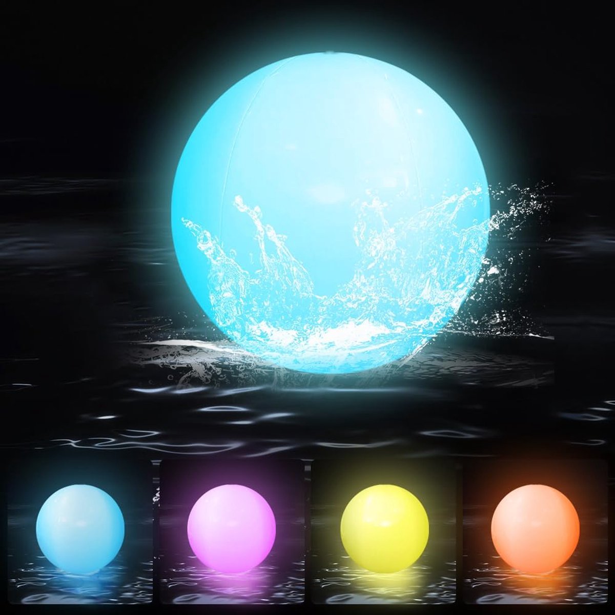 mizikuu Led-strandbal, led-sfeerverlichting, ballamp met 16 kleuren en 4 lichtmodi, opblaasbare waterballen, zwembadspeelgoed voor binnen en buiten, zwembadspellen en feestdecoraties