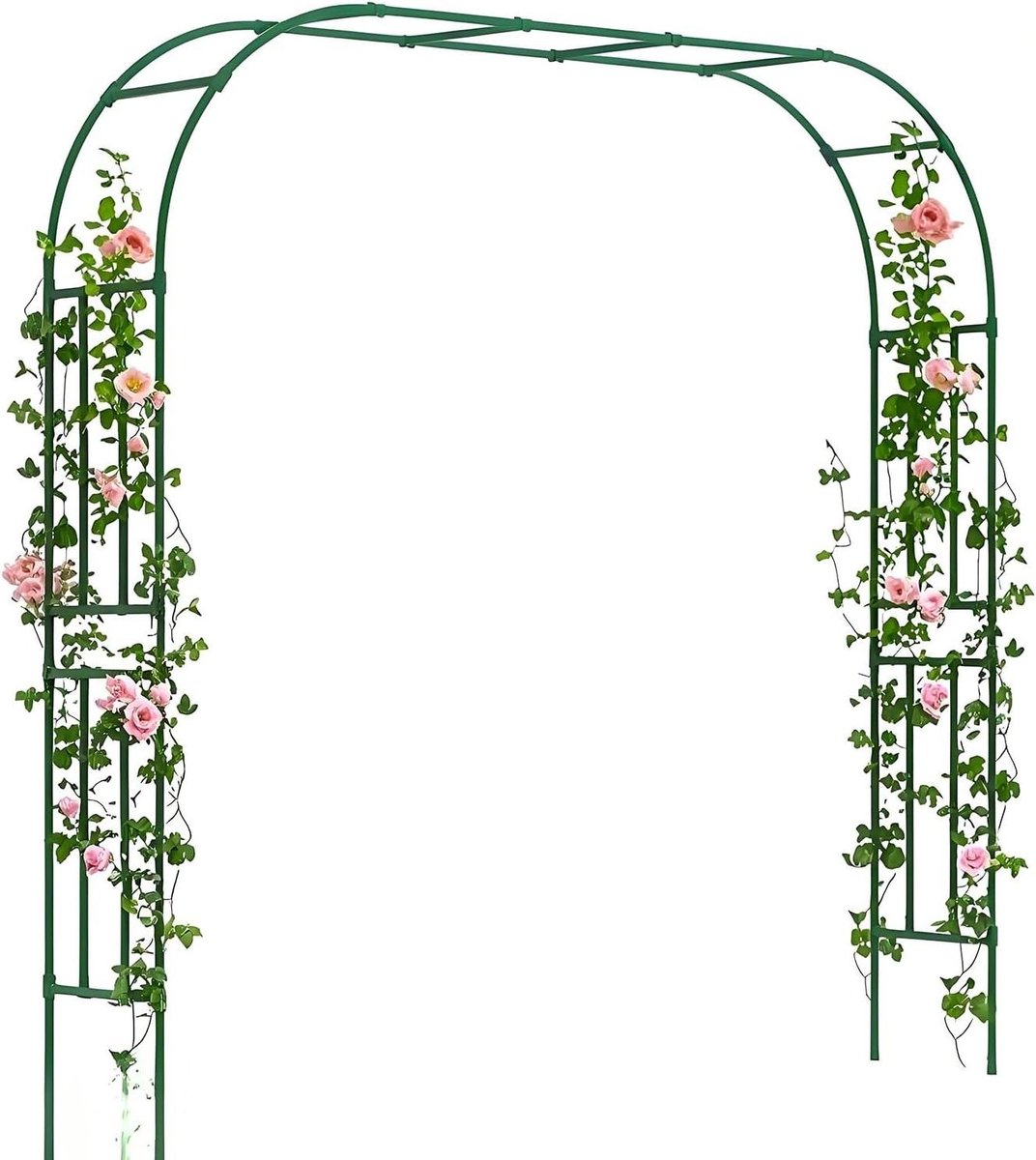 Tuinboog - Rozenboog Prieel - Planten Ondersteunen - Stevig Metalen Frame - 120-300 x 240 cm - Groen