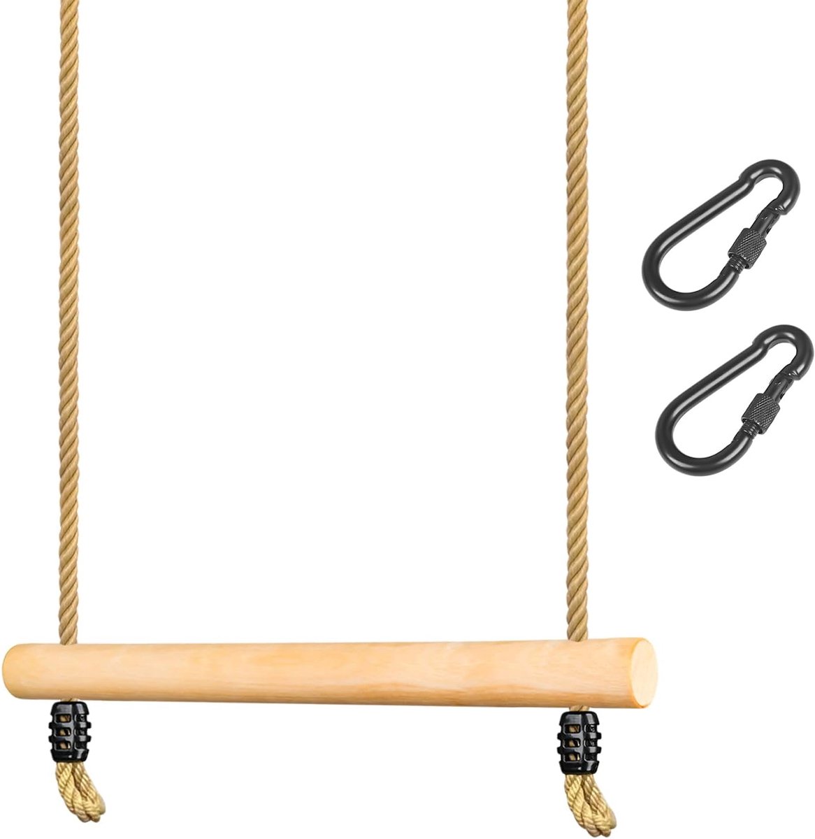 houten trapeziumstang met in hoogte verstelbaar touw, schommelstang van hout, kinderschommel, turntoestellen voor kinderen, binnen en buiten