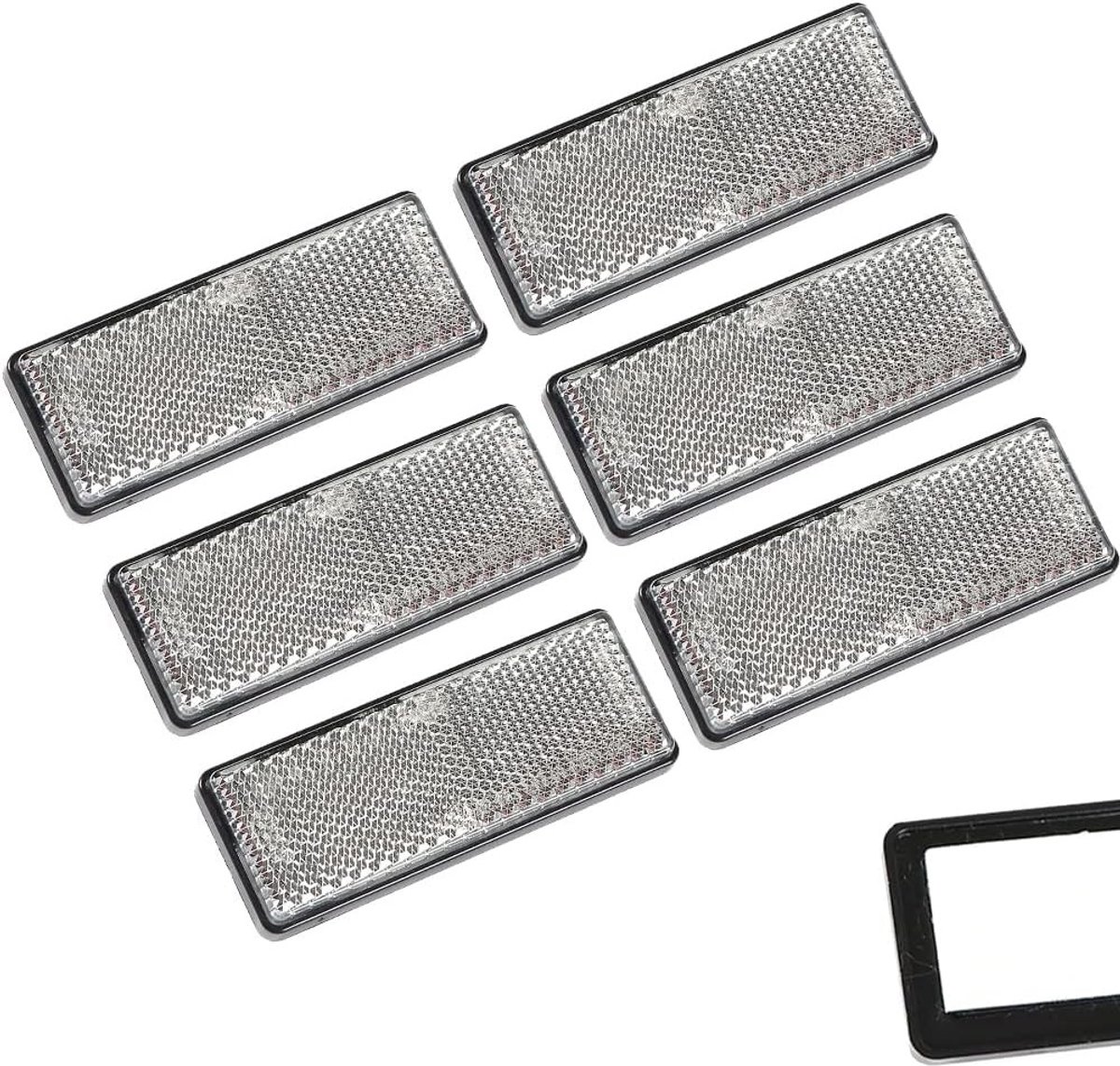 6 x Zelfklevende Witte Reflectoren voor Veiligheid - Reflecterende Cat Eyes voor Hekken, Trailers en Caravans, ECE Goedkeuring