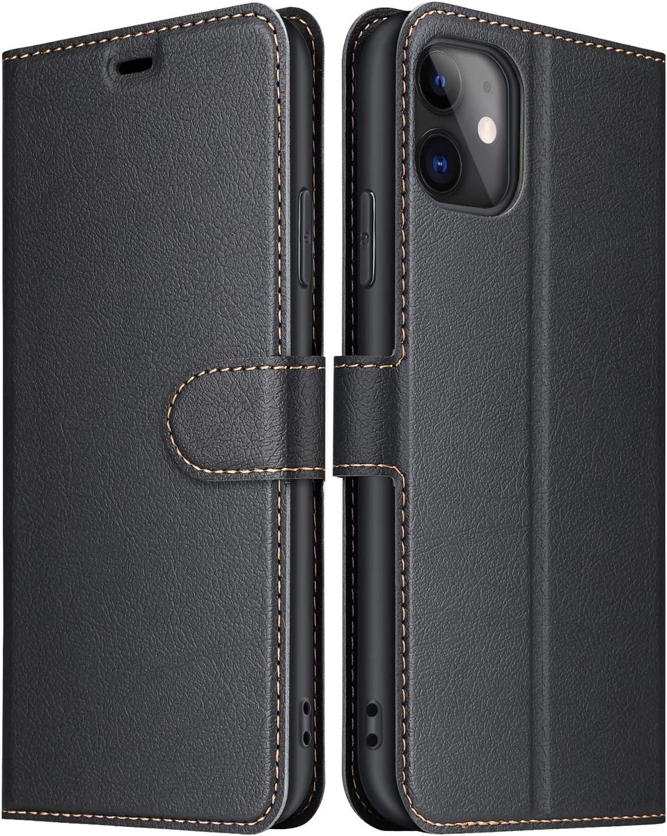 Hoes voor iPhone 11, leer klapbaar beschermhoesje tasje