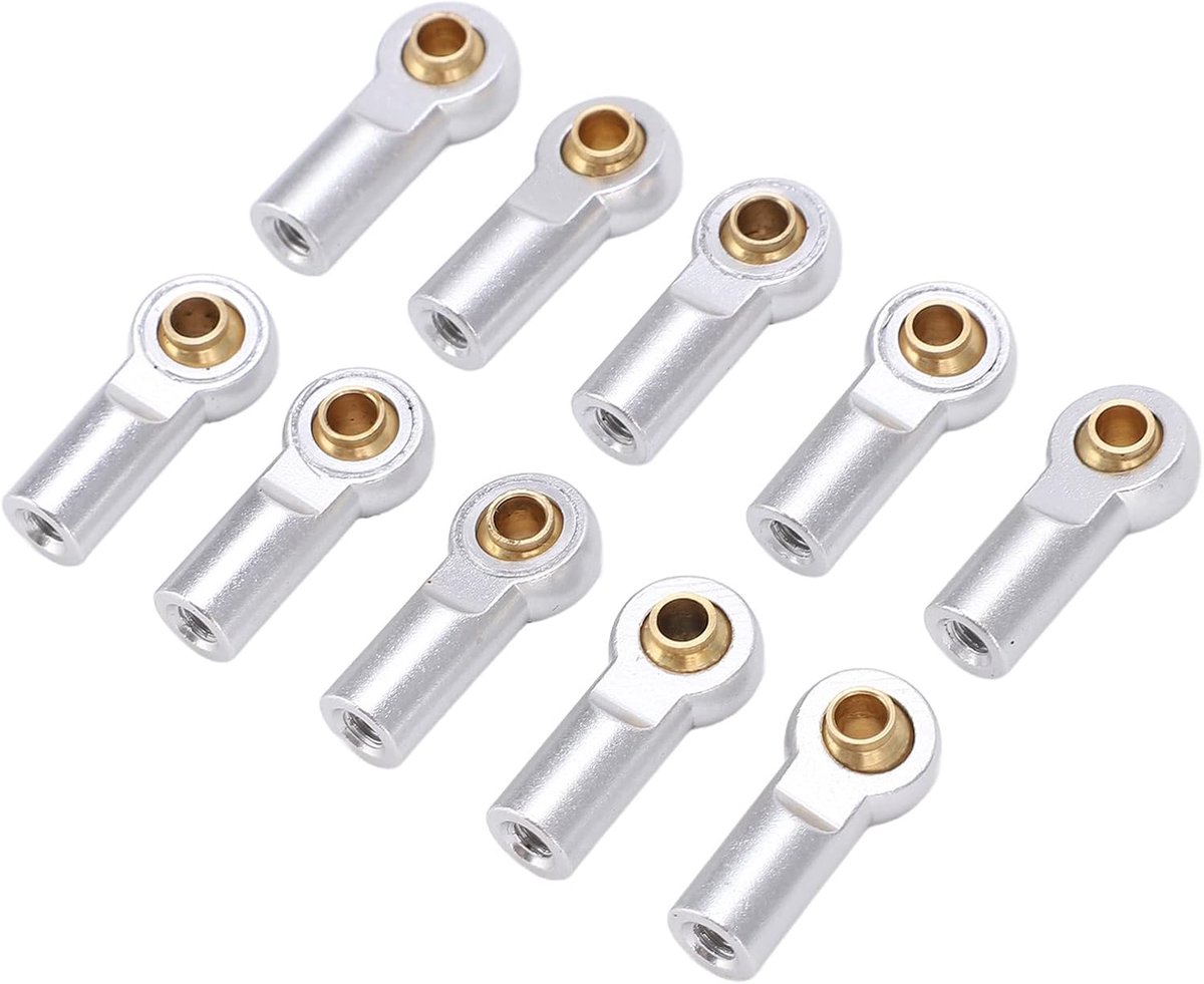 Metal Ball Ends, RC M3 Ball Head, 10st Link Rod End Joint Aluminium M3 Metal Ball End Head Holder voor AXIALE SCX10 1/10 RC Auto (Zilver)