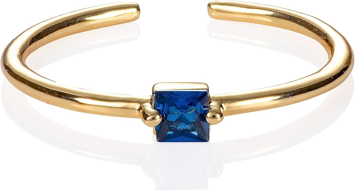 Sierlijke gouden ring met enkele gekleurde steen voor dames
