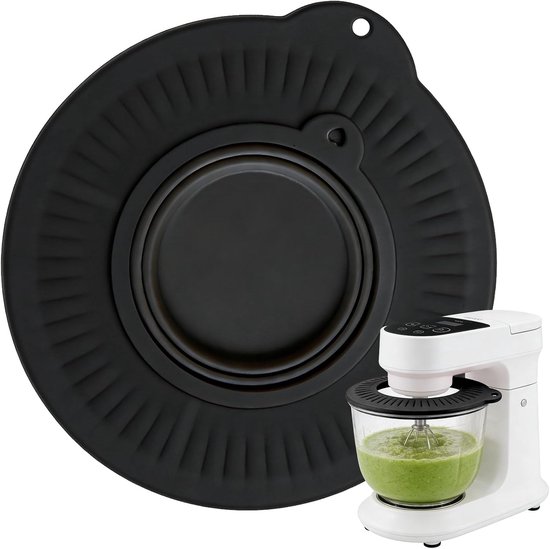 Mixer Spatdeksel - Kom Deksel - Bakken en Koken - Spatvrij Mengen - 9 Inch - Zwart — afbeelding 4