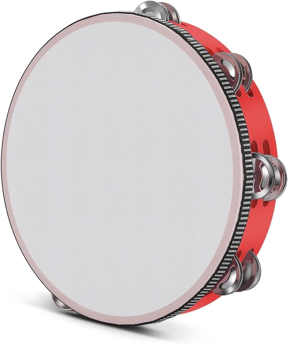 Houten handtambourine voor volwassenen 25,4 cm dubbele rij 8-paar