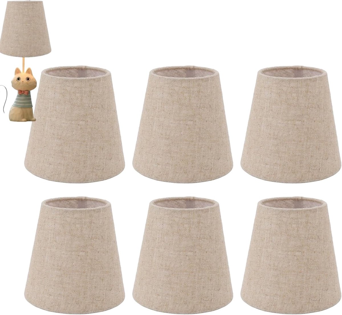 Lampenkap Set Van 6, Linnen Kroonluchter Tinten Clip Op Lampenkap, 3.7x5.5x5.1inch