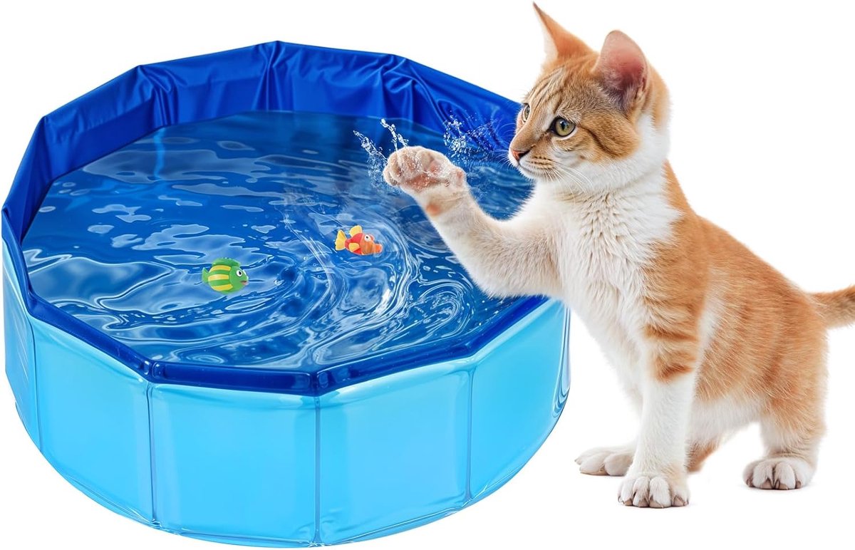 Zwembad voor katten, kattenbadje, opvouwbaar huisdierzwembad van pvc, antislip, slijtvast, kattenbad, zomerzwembad voor honden en katten, 30 x 10 cm