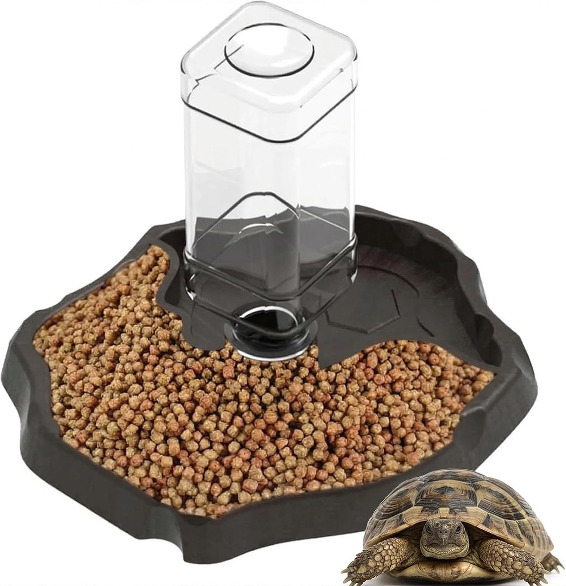 2-in-1 waterbak voor schildpadden met fles | Veilig materiaal, schildpadaccessoires, geschikt voor reptielen zoals schildpaddenhuis, hagedissen, hamsters en slangen
